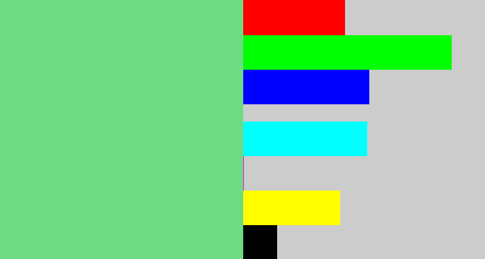 Hex color #6cdb84 - soft green