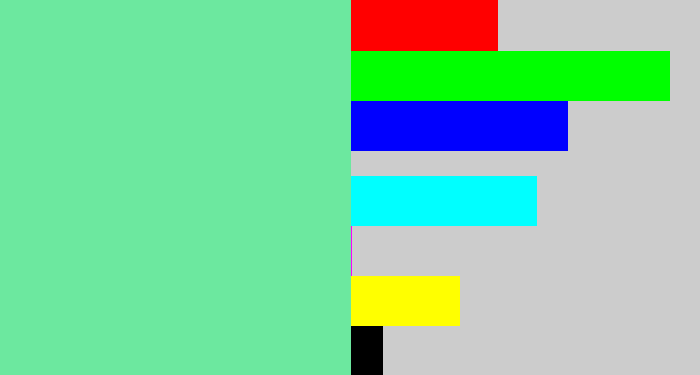 Hex color #6ce89f - light bluish green