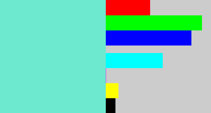Hex color #6ce9ce - light turquoise