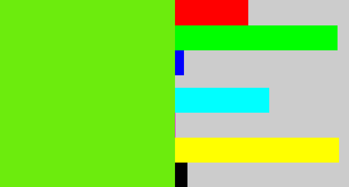 Hex color #6cec0d - bright lime green