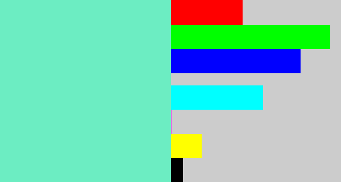Hex color #6cedc2 - light greenish blue