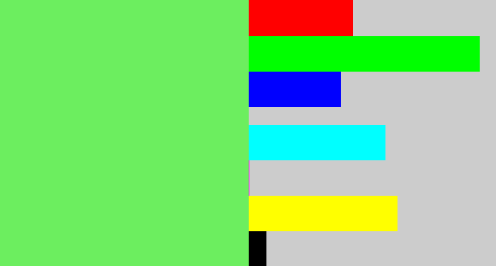 Hex color #6cee5f - lightish green