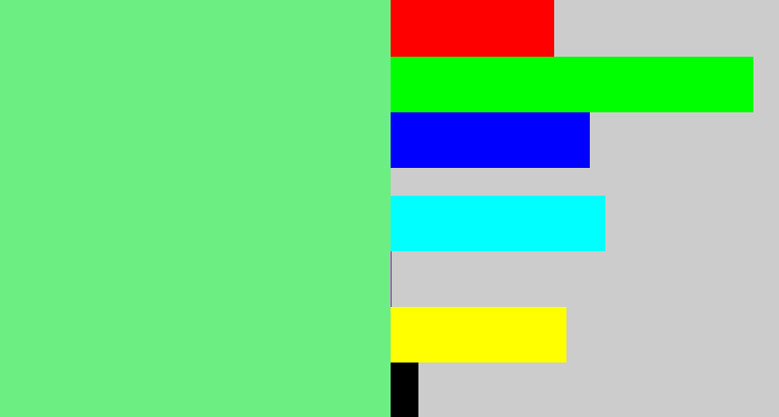 Hex color #6cee83 - lightgreen