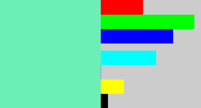 Hex color #6ceeb7 - light greenish blue