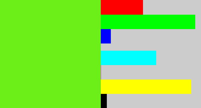 Hex color #6cef19 - bright lime green