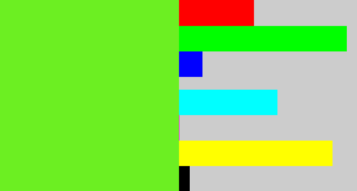 Hex color #6cef22 - toxic green