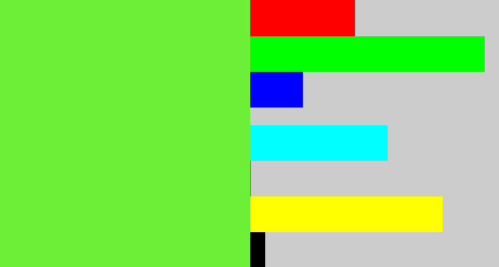 Hex color #6cef36 - toxic green