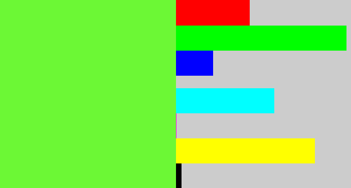 Hex color #6cf835 - toxic green