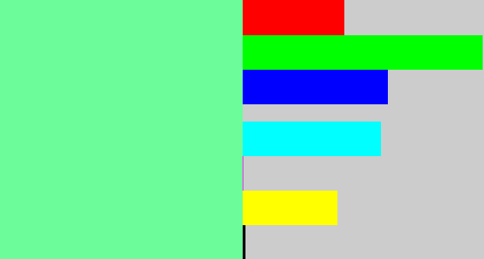 Hex color #6cfc9a - light bluish green