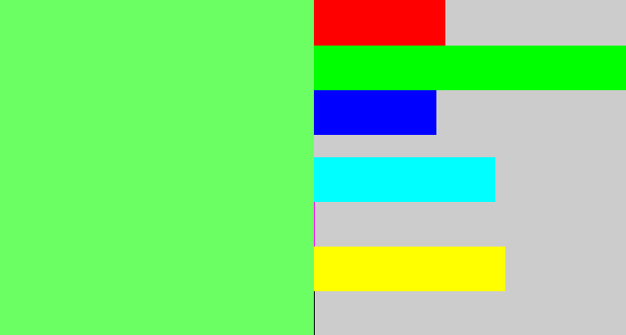 Hex color #6cff64 - lighter green