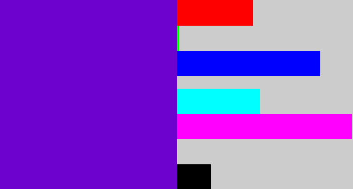 Hex color #6d02cf - violet blue