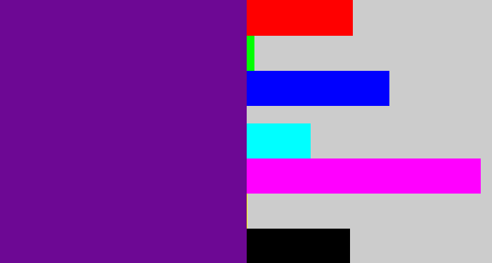 Hex color #6d0894 - purple