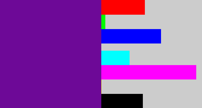 Hex color #6d0997 - purple