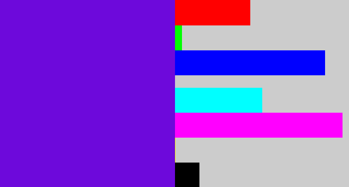 Hex color #6d09db - blue violet
