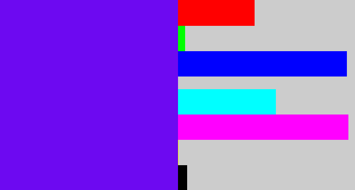 Hex color #6d09f1 - blue violet