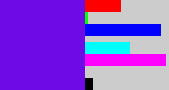 Hex color #6d0ae6 - blue violet