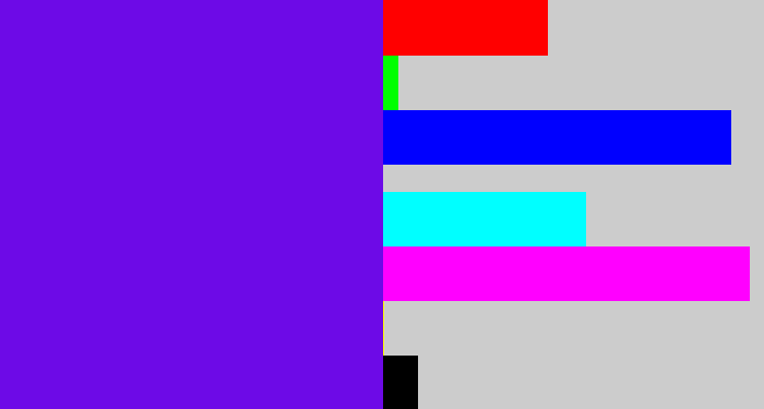 Hex color #6d0ae7 - blue violet