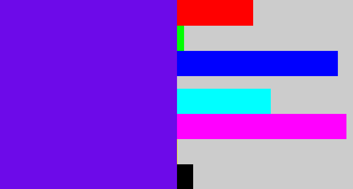 Hex color #6d0ae9 - blue violet