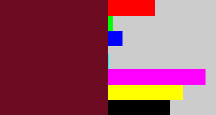 Hex color #6d0b22 - maroon