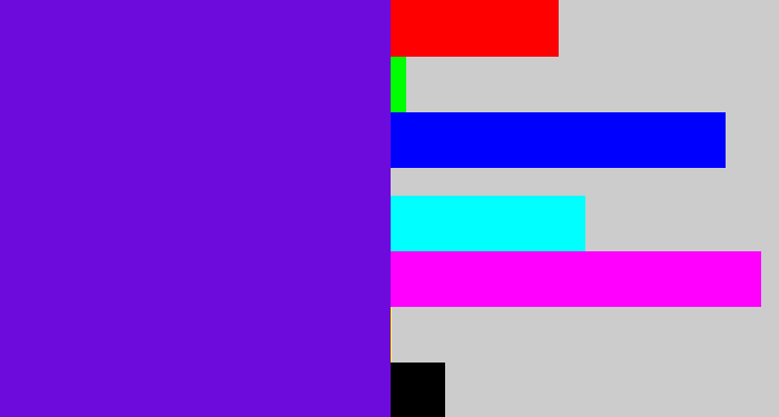 Hex color #6d0bdc - blue violet