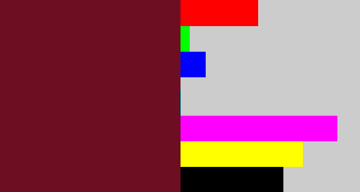 Hex color #6d0e23 - maroon