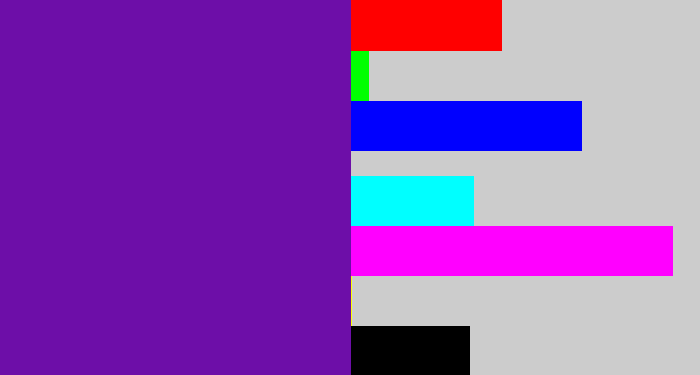Hex color #6d0ea8 - purple