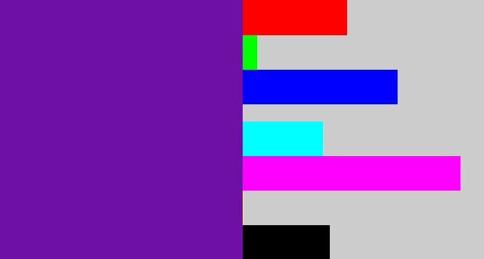 Hex color #6d10a3 - purple