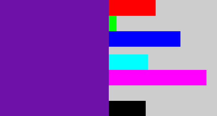 Hex color #6d11a9 - purple