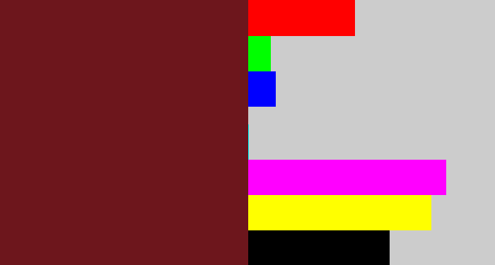 Hex color #6d161c - claret