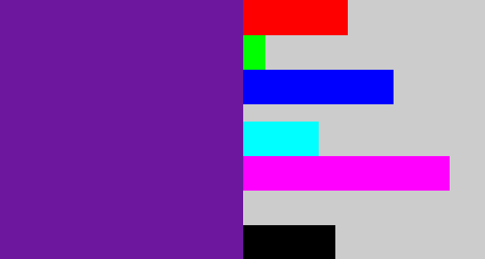 Hex color #6d179e - purple