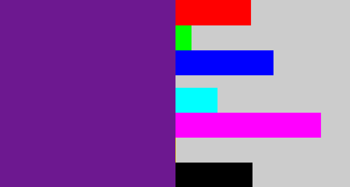 Hex color #6d1890 - purple