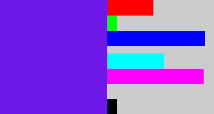 Hex color #6d18e8 - purply blue