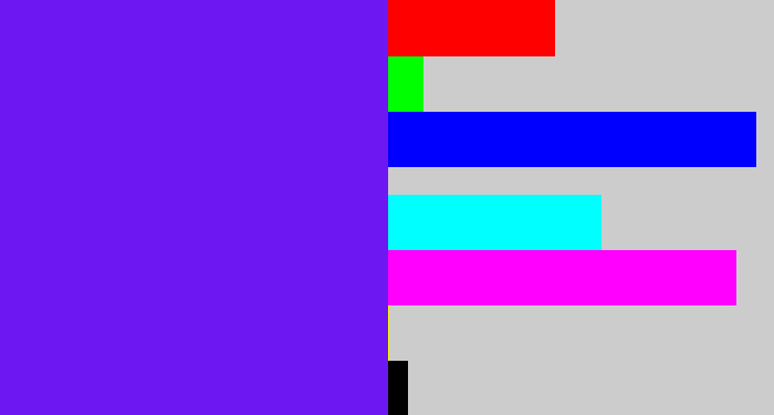 Hex color #6d18f2 - purply blue