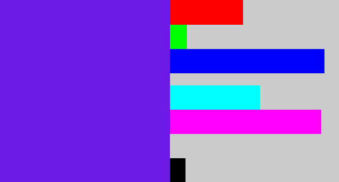 Hex color #6d19e7 - purply blue