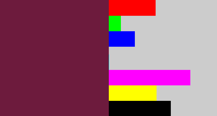 Hex color #6d1b3d - plum