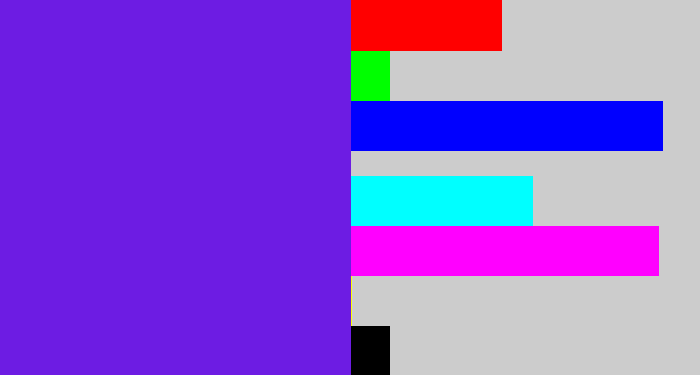 Hex color #6d1ce3 - purply blue