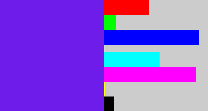 Hex color #6d1ce9 - purply blue