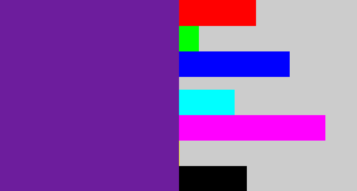 Hex color #6d1d9d - purple