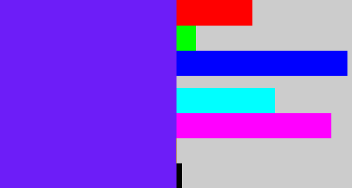 Hex color #6d1df8 - purply blue
