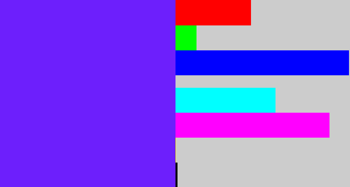 Hex color #6d1ffc - purplish blue