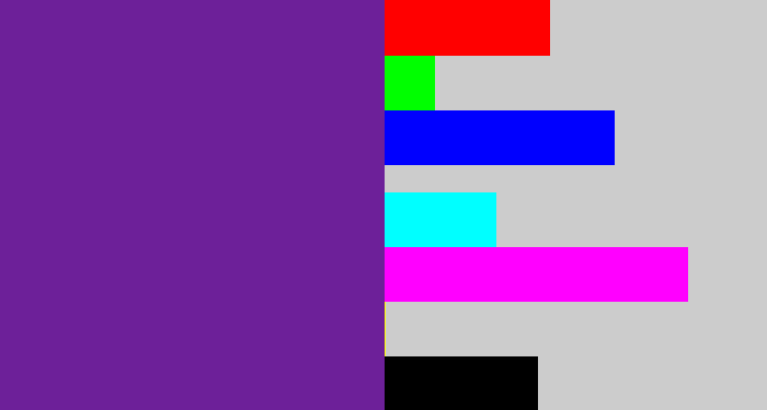 Hex color #6d2099 - purple