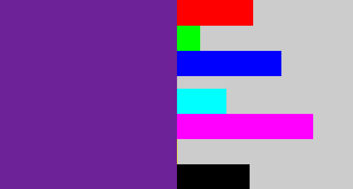 Hex color #6d2297 - purple