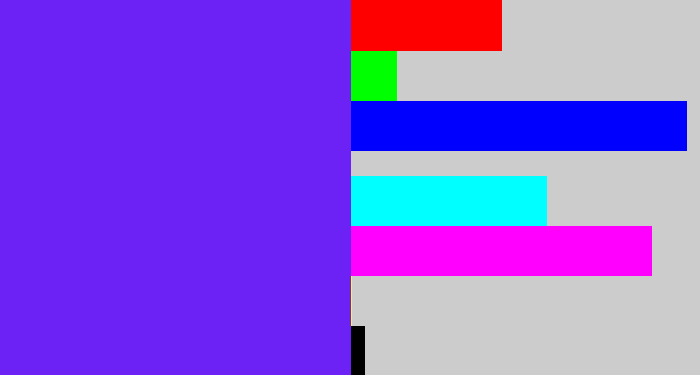 Hex color #6d22f5 - purply blue