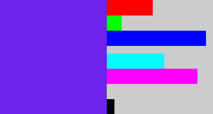 Hex color #6d23ec - purply blue