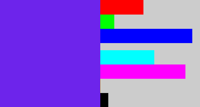 Hex color #6d24eb - purply blue