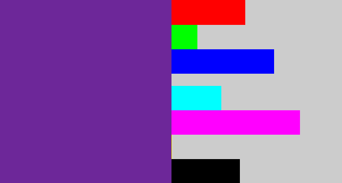 Hex color #6d2799 - purple