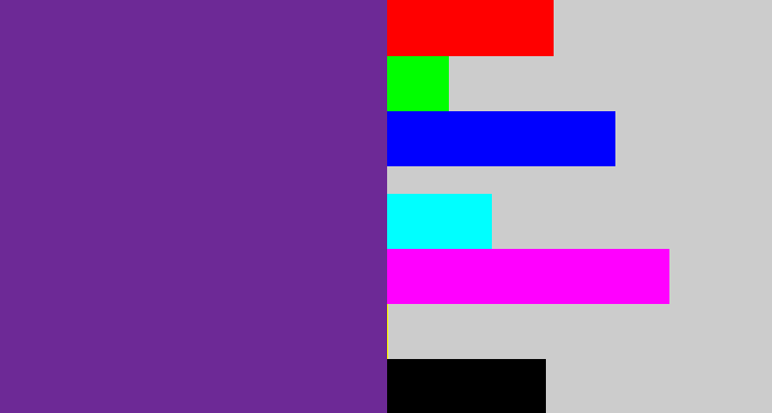 Hex color #6d2996 - purple
