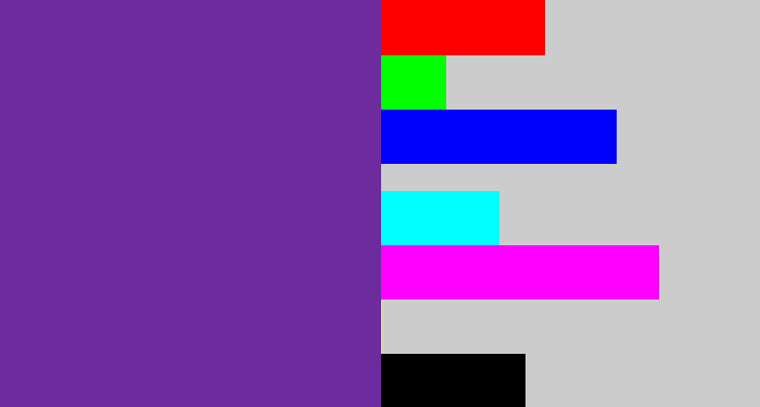 Hex color #6d2b9d - purple