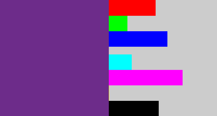 Hex color #6d2c8a - purple