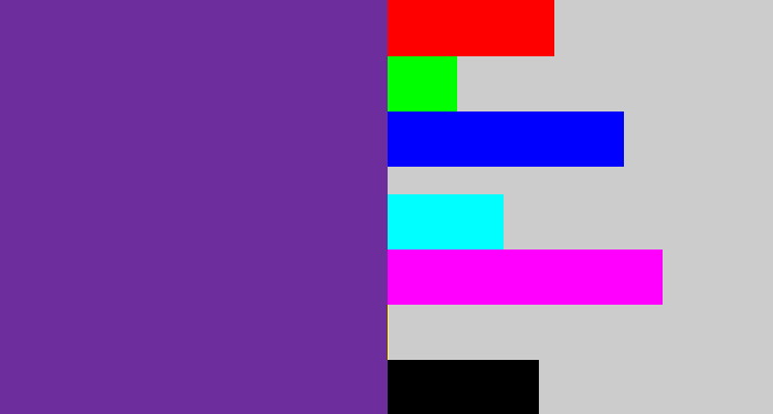 Hex color #6d2d9c - purple